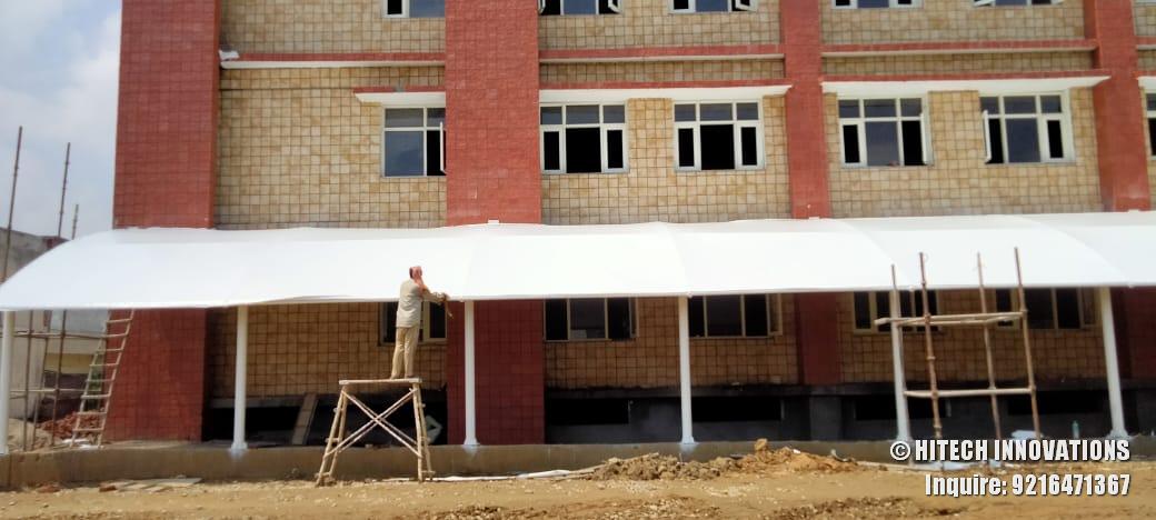 Front View Tensile Pathway Shade Civil Hospital Ludhiana