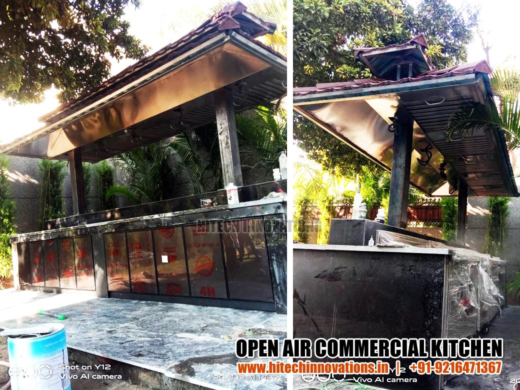 Multiple views of Open Air Commercial Kitchen Design in Hotel