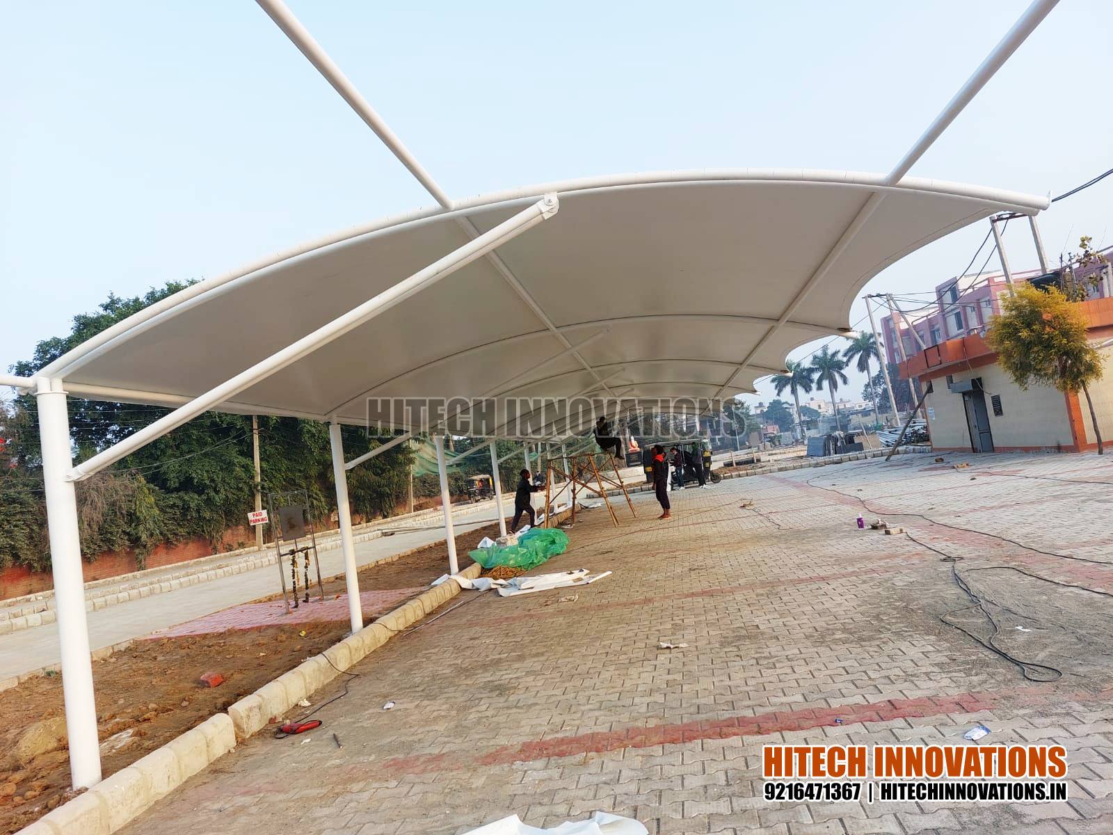 Tensile Membrane Installation on Car Parking Shed in Yamunanagar 