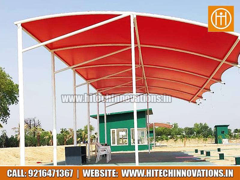 Beautiful Red Coloured Tensile Fabric for Car Shed