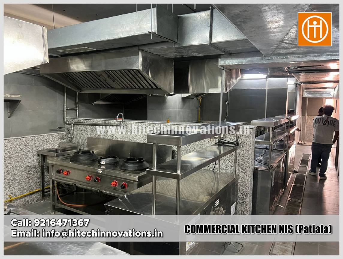 Professional stainless steel 3-burner Chinese cooking range installed by Hitech Innovations at NIS Patiala.