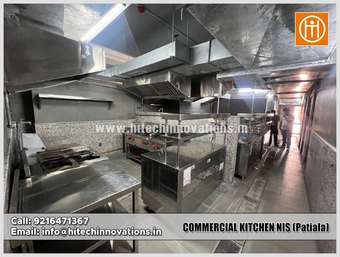 Industrial kitchen ventilation system and overhead ducting installation by Hitech Innovations at NIS Patiala.