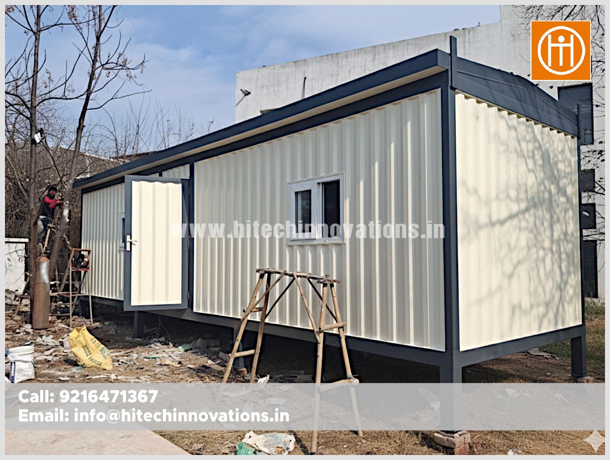 Hitech Innovations custom-built container home elevated on site in Himachal Pradesh, the leading manufacturer of portable site offices.