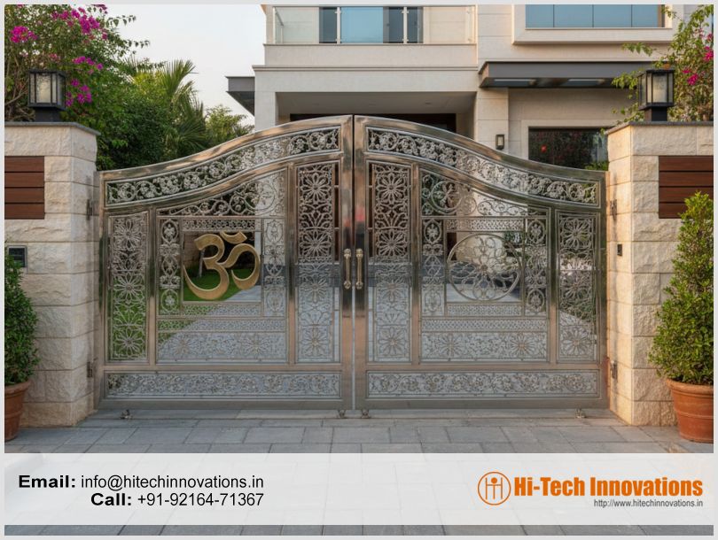 Beautiful Stainless Steel Gate for the Hindu Family - Edited Using Gemini AI