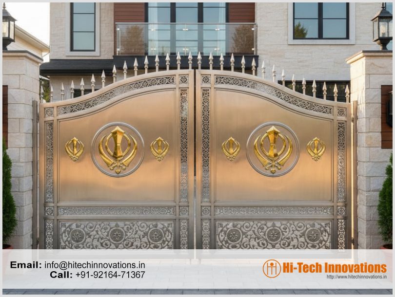 Beautiful Stainless Steel Gate for the Sikh Family House - Edited Using Gemini AI