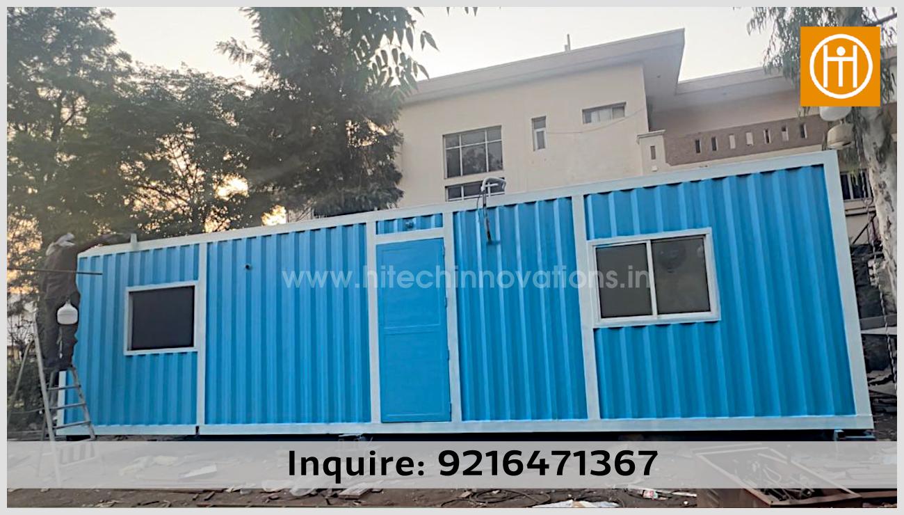 Fully manufactured and painted portable container office by Hitech Innovations Mohali, ready for site installation.