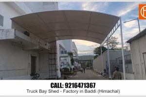 Enhancing Industrial Efficiency: High-Quality Tensile Truck Bay Shed Installed at a Factory in Baddi, Himachal Pradesh