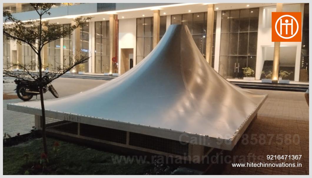 Custom tensile structure covering an underground basement air vent in Zirakpur manufactured by ISO 9001 2015 certified Hitech Innovations